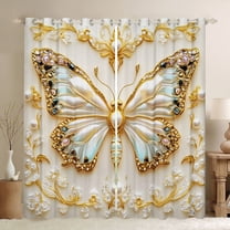 Homewish Chic Flying Butterfly Black Out Curtains for Children Teens Girls,Dreamy Princess Curtains Pack of 2 (42x63 Each),Exotic Style Bedroom Curtains,Lightweight Room Decor