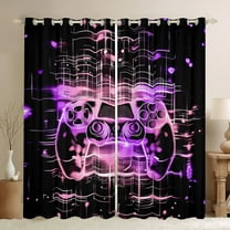 Homewish Chic Game Console Black Out Curtains, Pink Purple Cartoon Curtains Pack of 2 (42x63 Each), Teens Kids Boys Child Bedroom Curtains, Blackout Curtains Home Decor