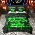 thumbnail image 1 of Homewish Chic Game Console Twin Bedding Sets 7-Piece, Black Green Cartoon Bedding Comforter Set, Teens Kids Boys Child Reversible Sheet Sets, Lightweight Room Decor, 1 of 8