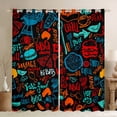 thumbnail image 1 of Homewish Chic Graffiti Artwork Black Out Curtains, Yummy Fast Food Curtains Pack of 2 (42x63 Each), Teens Kids Boys Girls Bedroom Curtains, Black Out Curtains Decor, 1 of 6