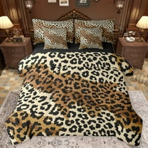 Homewish Chic Leopard Print 7-Piece Twin Bedding Sets,Rustic Western Farmhouse Bedding Comforter Set,Brown Black Sheet Sets For Girl Kids,Breathable Home Decor Reversible