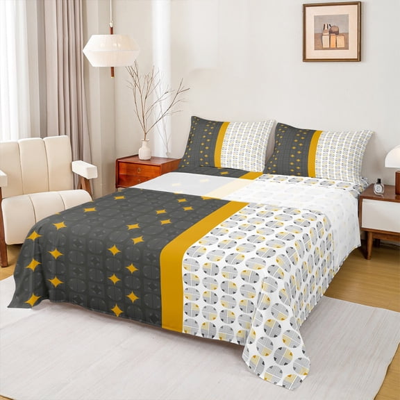 Homewish Chic Minimalst Adult Queen Sheet Sets, Chic Minimalism Abstract Flat Sheet, Modern Fashion Artwork Queen Fitted Sheet, Lightweight Room Decor, 4 Pieces