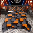 thumbnail image 1 of Homewish Chic Orange Square Bedding Comforter Set for Adult, Futuristic Abstract Ombre Twin Comforter Sets, Modern Fashion Reversible Bedding Set, Lightweight Room Decor, 2-Piece, 1 of 8