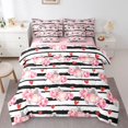 thumbnail image 1 of Homewish Chic Perfume 7 Pieces Full Size Bedding Sets For Girls,Heart Stripes Full Size Bed in a Bag,Pink Red,Pink Reversible, 1 of 8