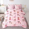 thumbnail image 1 of Homewish Chic Pet Dog 7-Piece Twin Bedding,Cartoon Animal Bedding Comforter Set,Pink,Pink Reversible, 1 of 8