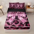 thumbnail image 1 of Homewish Chic Pink Leopard Print Zipper Twin Comforter Sets with Fitted Sheet and 2 Pillowcases For Girls,Kids Princess Bowknot Zipper Bedding Set,Black Reversible,4 Pieces, 1 of 7