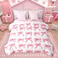 thumbnail image 1 of Homewish Chic Princess Ribbon Bedding Comforter Set 7pcs for Child, Cute Cartoon Bow-tie Queen Bedding Sets, Girly Pink Bowknot Reversible Queen Sheet Sets, Breathable Home Decor, 1 of 8