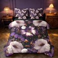 thumbnail image 1 of Homewish Chic Purple Butterfly Twin Bedding for Girls, Spring Flower Bedding Comforter Set, Black Reversible 7 Pieces, 1 of 7