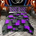 thumbnail image 1 of Homewish Chic Purple Square Bedding Comforter Set for Adult, Futuristic Abstract Ombre Twin Comforter Sets, Modern Fashion Reversible Bedding Set, Ultra Soft Bedroom Decor, 2pcs, 1 of 8