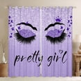 thumbnail image 1 of Homewish Chic Sparking Print Black Out Curtains,Kawaii Pretty Girl Curtains Pack of 2 (42x63 Each),Purple Black Bedroom Curtains For Men Women,Microfiber Bedroom Decor, 1 of 6