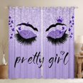 thumbnail image 1 of Homewish Chic Sparking Print Black Out Curtains,Kawaii Pretty Girl Curtains Pack of 2 (42x63 Each),Purple Black Bedroom Curtains For Men Women,Microfiber Bedroom Decor, 1 of 6