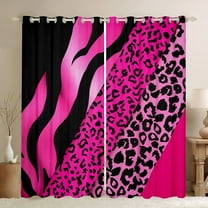 Homewish Chic Zebra Leopard Print Black Out Curtains, Pink Wateroclor Art Curtains Pack of 2 (42x63 Each), Modern Fashion Abstract Bedroom Curtains, Living Room Curtains Decor