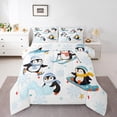 thumbnail image 1 of Homewish Children Boys Girls Kawaii Animal Penguins Bedding Comforter Set 2pcs,Winter Sport Twin Comforter Sets Microfiber,Cartoon Blue Snowflakes Breathable Bedding Set,Ultra Soft Home Decor, 1 of 8
