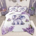 thumbnail image 1 of Homewish Children Boys Girls Kawaii Elephant Full Size Comforter Sets 3-Piece,Chic Purple Flowers Bedding Comforter Set,Cartoon Floral Animal Lightweight Bedding Sets,Ultra Soft Home Decor, 1 of 8