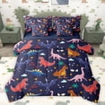 thumbnail image 1 of Homewish Children Kids Cartoon Dinosaur Bedding Comforter Set 7 Pieces,Jungle Animal Full Bedding Set Lightweight,Kawaii Wildlife Dino Fitted Sheet Flat Sheet,Breathable Home Decor,Reversible, 1 of 8