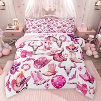 Homewish Children Teenagers Western Cowgirls Boots Hats Bedding Comforter Set 2pcs,Disco Ball Guitar Twin Comforter Sets Microfiber,Old Fashion Breathable Bedding Set,Ultra Soft Home Decor