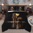thumbnail image 1 of Homewish Christian Bible Verses Full Size Comforter Sets, 3D Lion Wildlife Bedding Comforter Set, Mystic Gold Moon Reversible Bedding Sets, Ultra Soft Bedroom Decor, 3 Pieces, 1 of 8