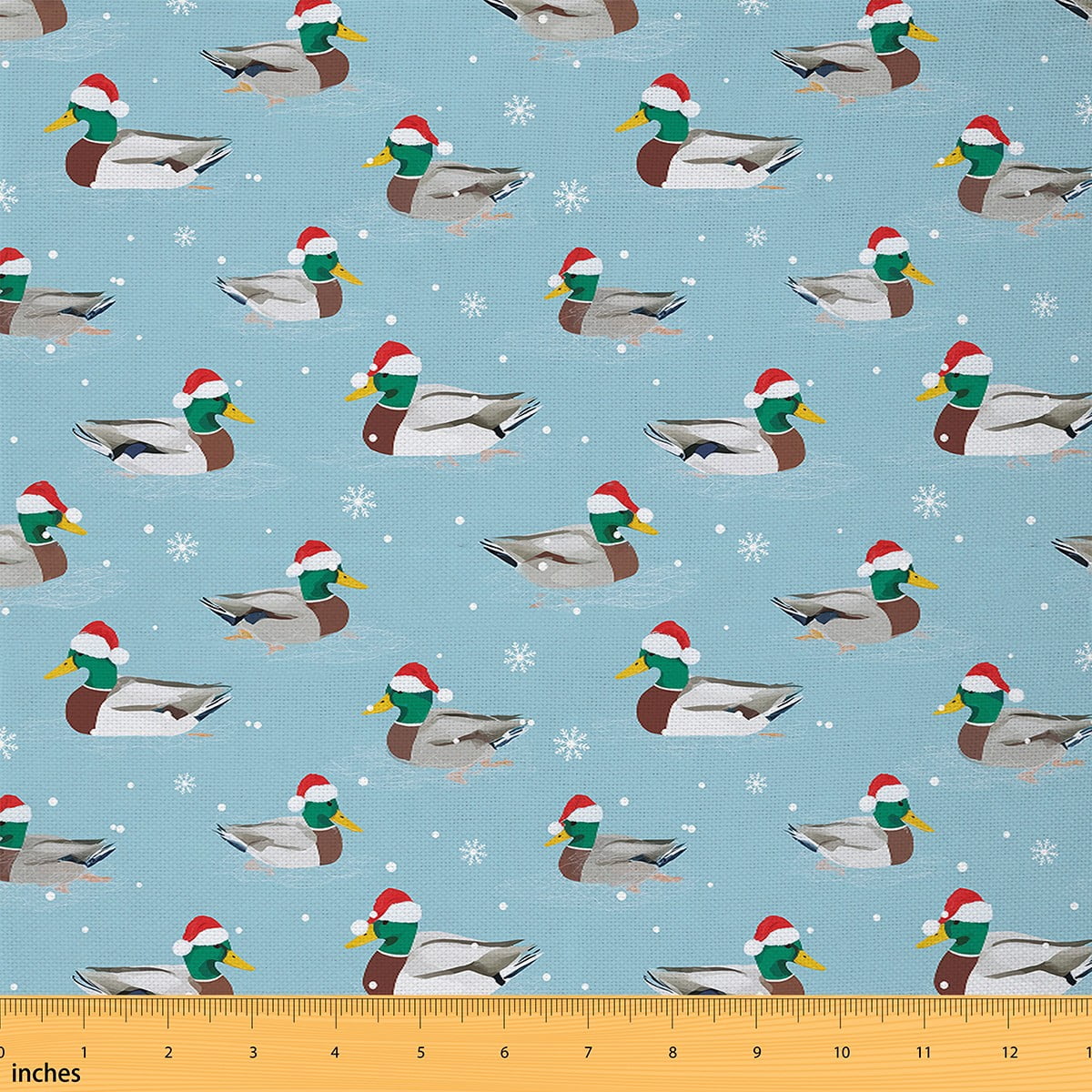 Homewish Christmas Duck Animal Fabric by the Yard 2 Yards for Kid, Kawaii Santa Claus Hat Sewing Fabric, Winter Snowflake Fabric for Sewing, Luxury Bedroom Decor
