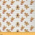 thumbnail image 1 of Homewish Christmas Gingerbread Man Fabric by the Yard 1 Yard,Geometric Stripes Line Home Decor Fabric by the Yard,White Brown Sewing Fabric For Girls,Ultra Soft Home Decor, 1 of 6