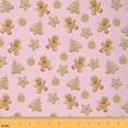 thumbnail image 1 of Homewish Christmas Gingerbread Man Fabric by the Yard 3 Yard,Xmas Tree Cookie Sewing Fabric,Pink Brown Room Decor Fabric by the Yard For Girls,Ultra Soft Home Decor, 1 of 6