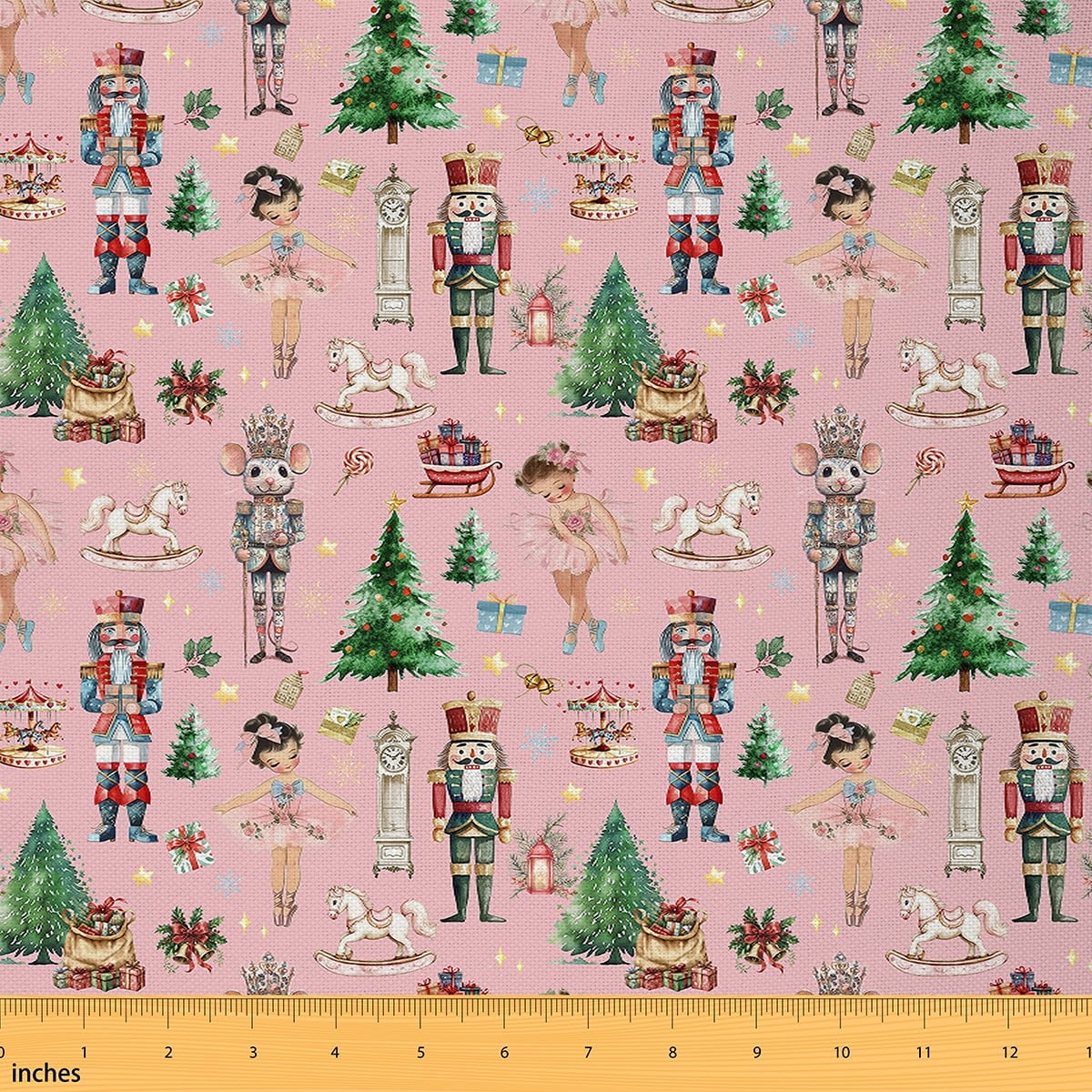 Homewish Christmas Nutcracker Child Fabric by the Yard 1 Yard, Kawaii Fairy Elf Room Decor Fabric by the Yard, Kawaii Cute Cartoon Sewing Fabric, Luxury Bedroom Decor