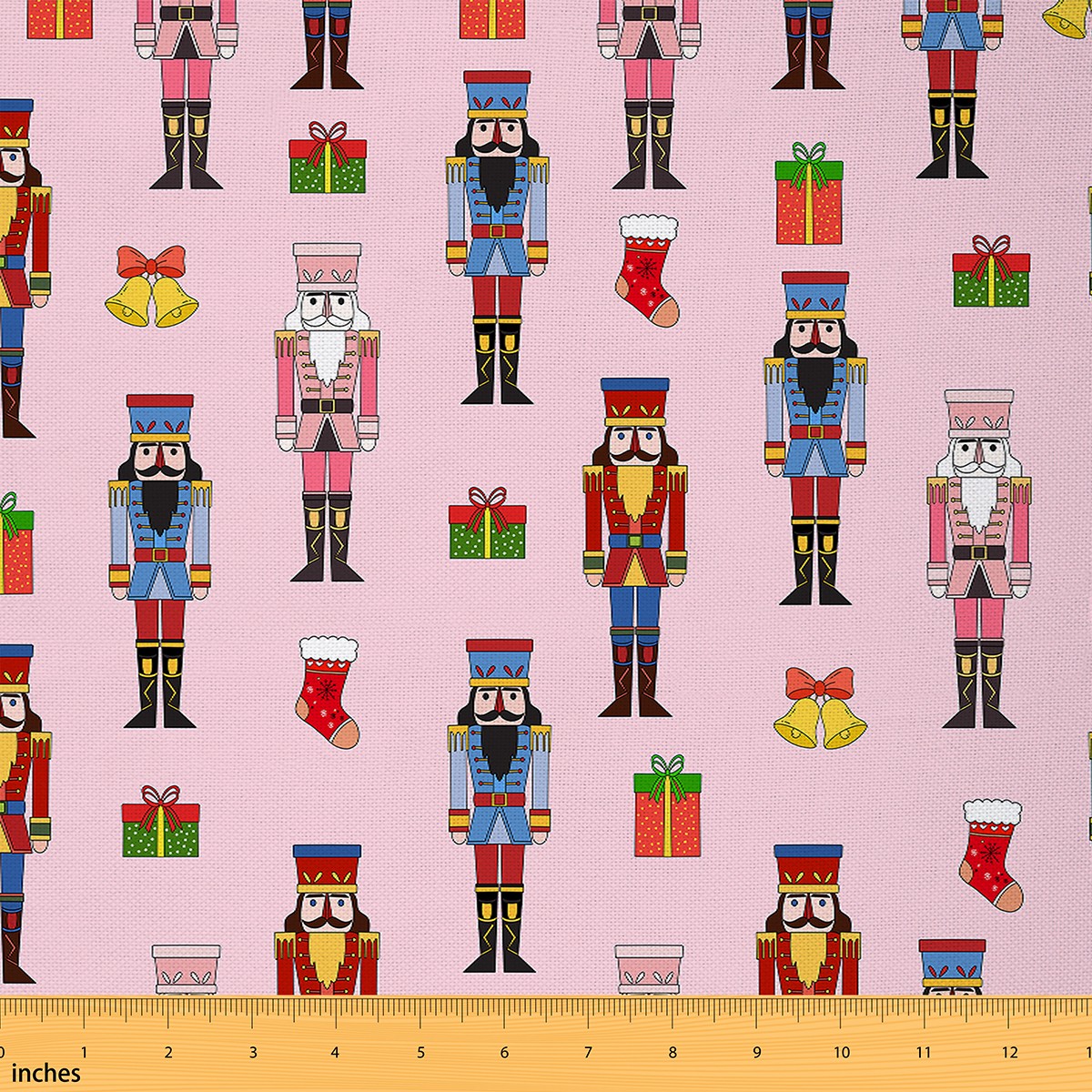 Homewish Christmas Nutcracker Child Fabric by the Yard 1 Yard, Santa Claus Socks Room Decor Fabric by the Yard, Kawaii Cute Cartoon Sewing Fabric, Breathable Home Decor