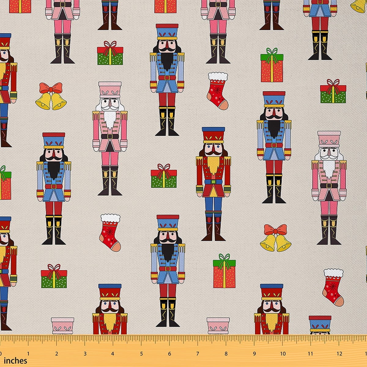 Homewish Christmas Nutcracker Child Fabric by the Yard 2 Yards, Santa Claus Socks Sewing Fabric, Kawaii Cute Cartoon Fabric for Sewing, Luxury Bedroom Decor