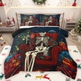 thumbnail image 1 of Homewish Christmas Skeleton Queen Comforter Set, Gothic Western Festival Bedding Sets, Vintage Cartoon Style Reversible Bedding Comforter Set, Luxury Bedroom Decor, 3-Piece, 1 of 8