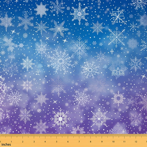 Homewish Christmas Snowflake Fabric by the Yard 3 Yard,Merry Xmas Sewing Fabric,Blue White Purple Room Decor Fabric by the Yard For Kids,Luxury Bedroom Decor