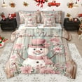 thumbnail image 1 of Homewish Christmas Snowman 7-Piece Twin Bedding Sets,Rustic Flower Floral Bedding Comforter Set,Pink Brown Sheet Sets For Girl Boys,Super Cozy Room Decor Reversible, 1 of 8