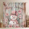 thumbnail image 1 of Homewish Christmas Snowman Black Out Curtains,Rustic Flower Floral Curtains Pack of 2 (42x63 Each),Pink Brown Bedroom Curtains For Girl Boys,Super Cozy Room Decor, 1 of 6