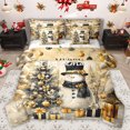 thumbnail image 1 of Homewish Christmas Snowman Child Bedding Comforter Set 7pcs, Dreamy Gold Xmas Tree Queen Bedding Sets, Happy New Year Reversible Queen Sheet Sets, Super Cozy Room Decor, 1 of 7