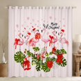thumbnail image 1 of Homewish Christmas Theme Flamingo Black Out Curtains,Tropical Monstera Leaf Curtains Pack of 2 (42x63 Each),Red Bow Tie Bedroom Curtains For Girls Kids,Breathable Home Decor, 1 of 6