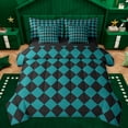 thumbnail image 1 of Homewish Classic Check Pattern 7-Piece Bedding Comforter Set,Geometric Rhombus Print King Bedding Sets,Green Black Bed Sheets For Kids,Super Cozy Room Decor Reversible, 1 of 8