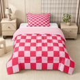 thumbnail image 1 of Homewish Classic Checkerboard Twin Comforter Sets 2pcs for Girls, Geometric Gingham Bedding Set, Hot Pink,Pink Reversible,1 Comforter and 1 Pillowcase, 1 of 6