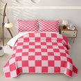 thumbnail image 1 of Homewish Classic Checkerboard Twin Quilt Set for Girls, Geometric Gingham Twin Coverlet Set, Hot Pink, 1 of 7