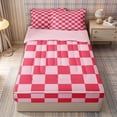 thumbnail image 1 of Homewish Classic Checkerboard Zipper Twin Comforter Sets with Fitted Sheet and 2 Pillowcases for Girls, Geometric Gingham Zipper Bedding Set, Hot Pink,Pink Reversible,4-Piece, 1 of 6