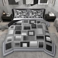 thumbnail image 1 of Homewish Classic Geometric Checkered Queen Comforter Set,Modern Abstract Buffalo Bedding Sets,Gray Black Bedding Comforter Set For Adults,Breathable Home Decor Reversible,3-Piece, 1 of 8