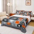 thumbnail image 1 of Homewish Classic Geometric Checkered Queen Sheet Sets,Modern Abstract Buffalo Flat Sheet,Orange Gray Queen Fitted Sheet For Adults,Breathable Home Decor,4 Pieces, 1 of 7