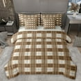 thumbnail image 1 of Homewish Classic Geometric Plaid 7-Piece Twin Bedding Sets,Modern Geometric Bedding Comforter Set,Brown Grid Sheet Sets For Boys Kids,Super Cozy Room Decor Reversible, 1 of 8