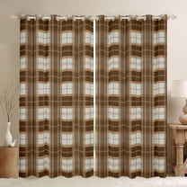 Homewish Classic Geometric Plaid Black Out Curtains,Modern Geometric Curtains Pack of 2 (42x63 Each),Brown Grid Bedroom Curtains For Boys Kids,Super Cozy Room Decor
