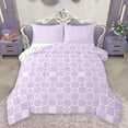 thumbnail image 1 of Homewish Classic Geometric Plaid Full Size Comforter Sets,Cute Cartoon Flower Bedding Comforter Set,Purple White Checkered Bedding Sets For Boys Kids,Super Cozy Room Decor Reversible,3pcs, 1 of 8