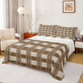 thumbnail image 1 of Homewish Classic Geometric Plaid Twin Sheet Sets,Modern Geometric Twin Fitted Sheet,Brown Grid Flat Sheet For Boys Kids,Super Cozy Room Decor,3pcs, 1 of 7