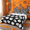 thumbnail image 1 of Homewish Classic Halloween Ghost Bed Sheets,Silhouette Spooky Pattern Full Size Sheets,Black White,4pcs,1 Flat Sheet,1 Fitted Sheet and 2 Pillowcases, 1 of 6