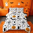 thumbnail image 1 of Homewish Classic Halloween Skeleton Full Size Comforter Sets,Bat Pumpkin Pattern Bedding Comforter Set,White Orange Black,Halloween Reversible,3pcs,1 Comforter and 2 Pillowcases, 1 of 7