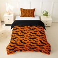 thumbnail image 1 of Homewish Classic Orange Bat Camo Twin Duvet Cover for Kids, Pumpkin Orange Spooky Bat Twin Bedding, Black Reversible, 2-Piece, 1 Duvet Cover and 1 Pillowcase, 1 of 6