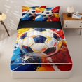 thumbnail image 1 of Homewish Classic Soccer Games Zipper Queen Comforter Set with Fitted Sheet and 2 Pillowcases,Aesthetic Oil Painting Zipper Bedding Set,Multicolor,Black Reversible,4pcs, 1 of 8