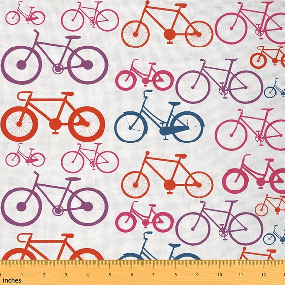 Homewish Colorful Bicycle Fabric by the Yard 1 Yard,Extreme Sports Theme Home Decor Fabric by the Yard,Racing Dirt Bike Sewing Fabric For Boys Kids,Breathable Bedroom Decorative