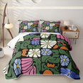 thumbnail image 1 of Homewish Colorful Boho Floral Quilt King,Vintage Daisy Flowers King Coverlet Set,3pcs, 1 of 7