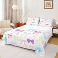 thumbnail image 1 of Homewish Colorful Bow Knot Queen Sheet Sets,Princess Cartoon Bowtie Flat Sheet,Multicolor Bowknot Queen Fitted Sheet For Kids,Luxury Bedroom Decor,4pcs, 1 of 7